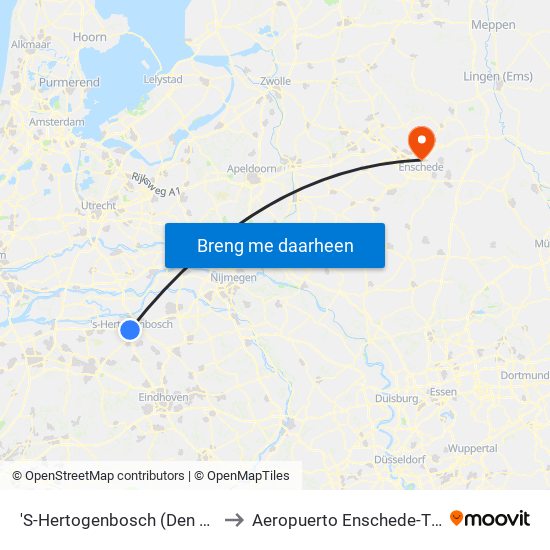 'S-Hertogenbosch (Den Bosch) to Aeropuerto Enschede-Twente map