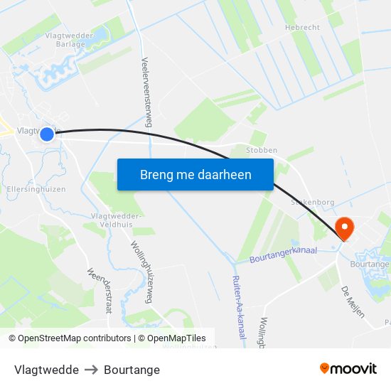 Vlagtwedde to Bourtange map