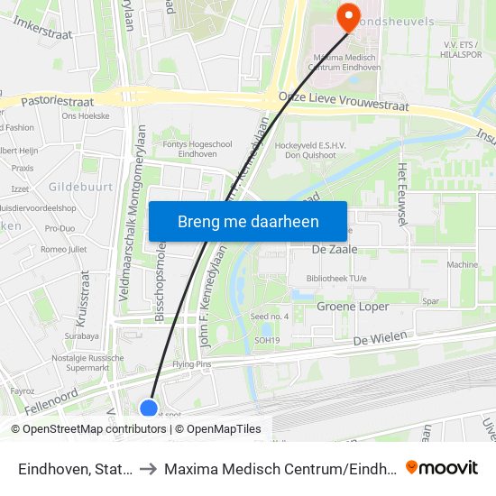 Eindhoven, Station to Maxima Medisch Centrum / Eindhoven map