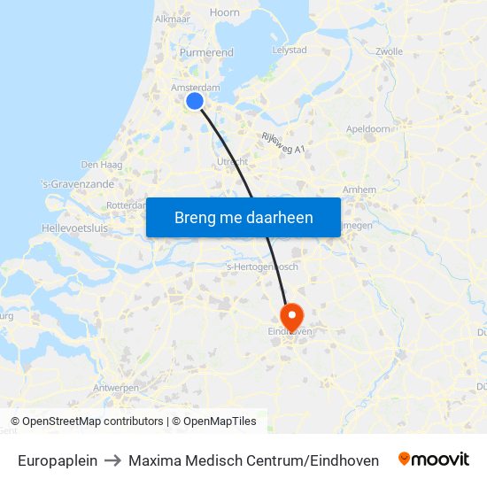 Europaplein to Maxima Medisch Centrum / Eindhoven map