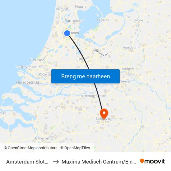 Amsterdam Sloterdijk to Maxima Medisch Centrum / Eindhoven map