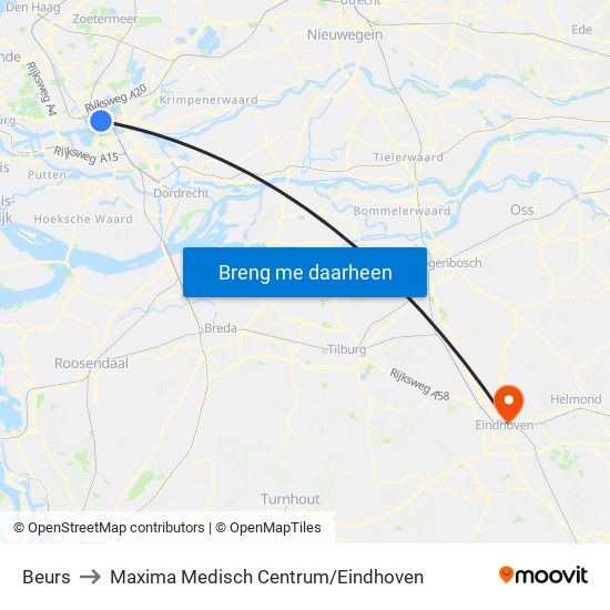 Beurs to Maxima Medisch Centrum / Eindhoven map