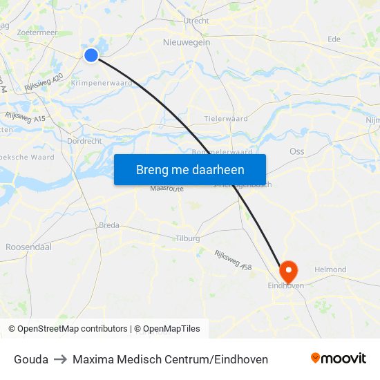 Gouda to Maxima Medisch Centrum / Eindhoven map