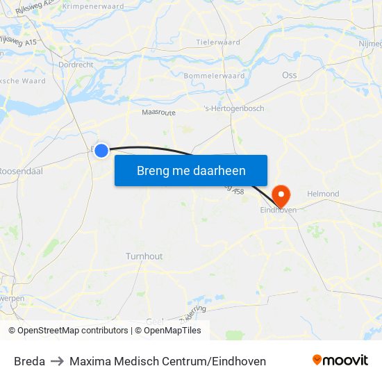 Breda to Maxima Medisch Centrum / Eindhoven map