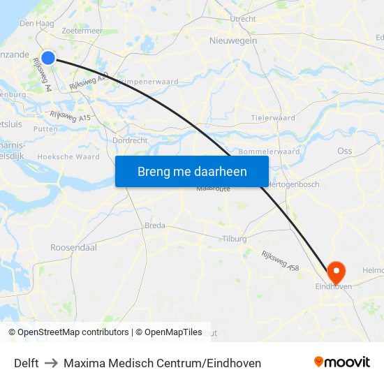 Delft to Maxima Medisch Centrum / Eindhoven map