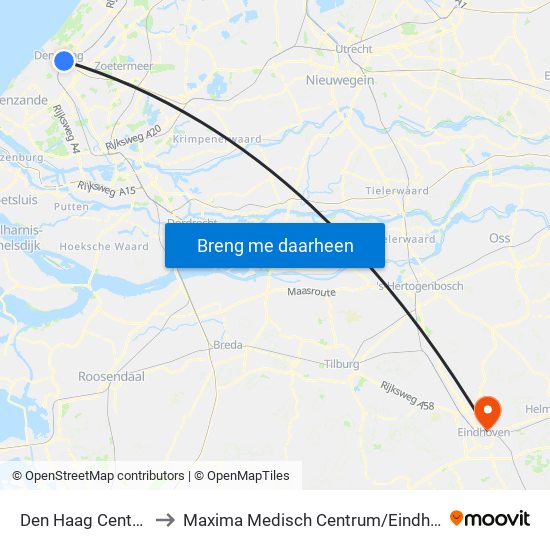 Den Haag Centraal to Maxima Medisch Centrum / Eindhoven map