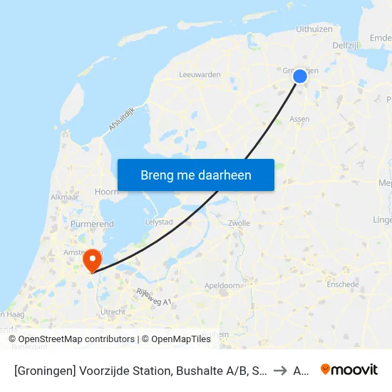 [Groningen] Voorzijde Station, Bushalte A/B, Stationsweg to AMC map
