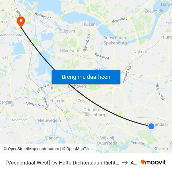 [Veenendaal West] Ov Halte Dichterslaan Richting Veenendaal Centrum to AMC map