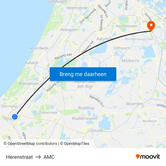 Herenstraat to AMC map