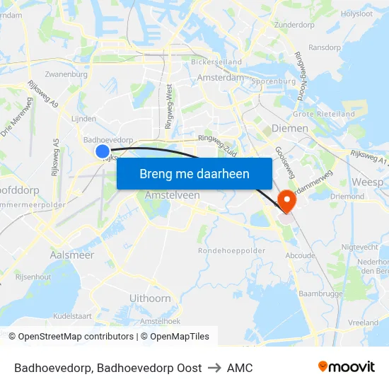 Badhoevedorp, Badhoevedorp Oost to AMC map