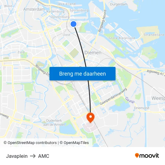 Javaplein to AMC map