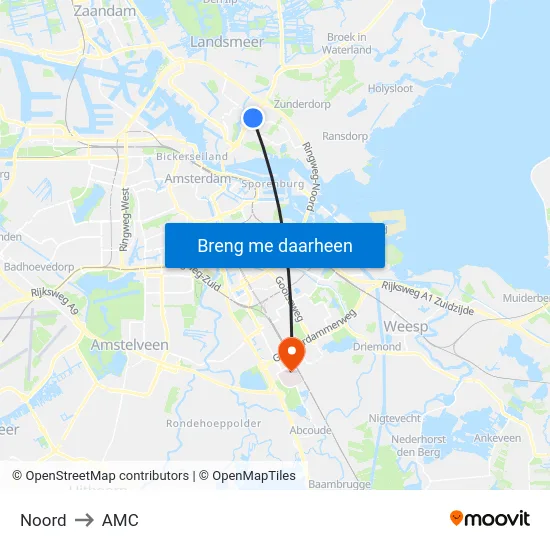 Noord to AMC map