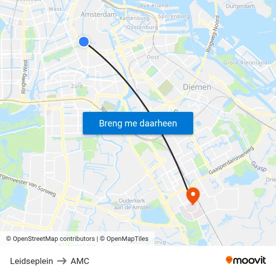 Leidseplein to AMC map