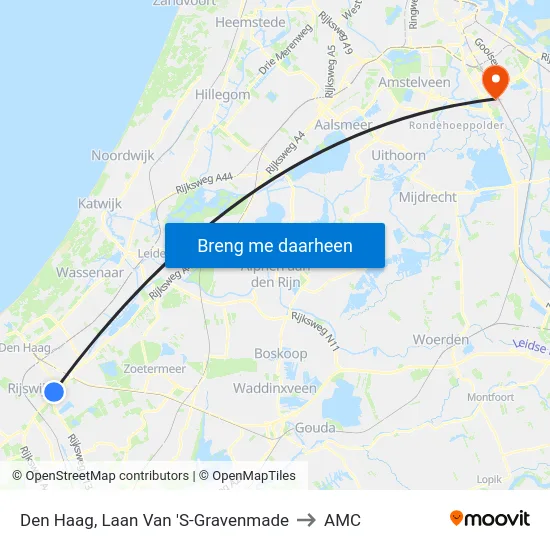 Den Haag, Laan Van 'S-Gravenmade to AMC map
