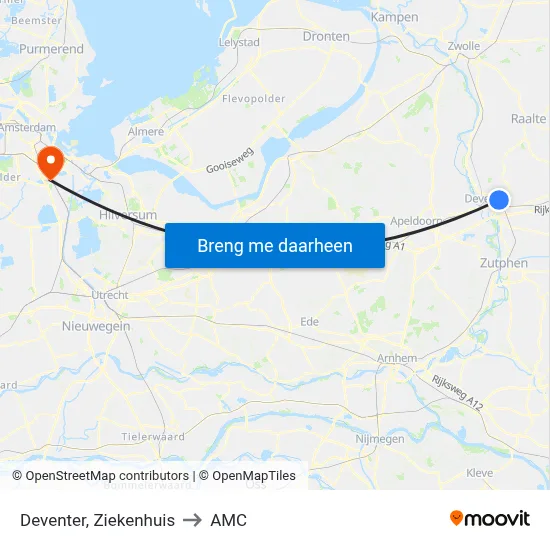 Deventer, Ziekenhuis to AMC map
