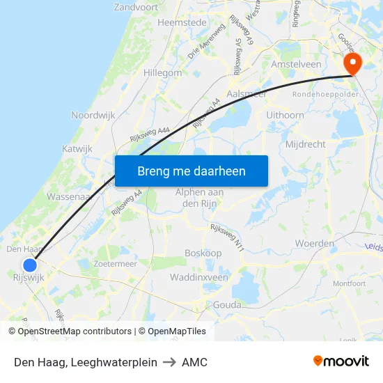 Den Haag, Leeghwaterplein to AMC map