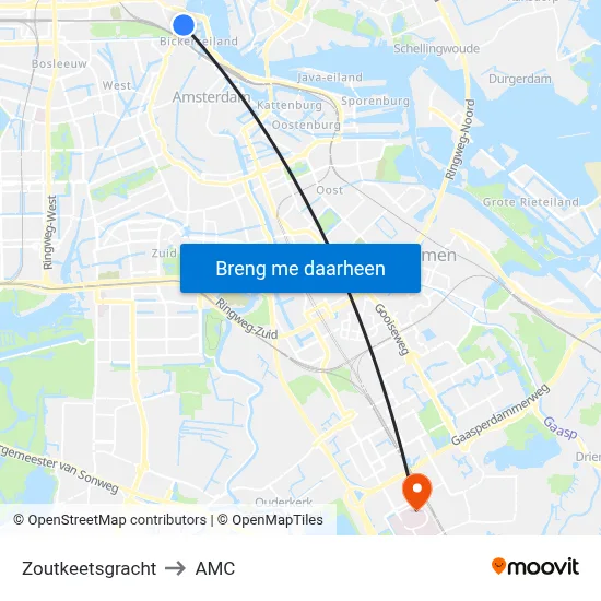 Zoutkeetsgracht to AMC map