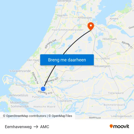 Eemhavenweg to AMC map
