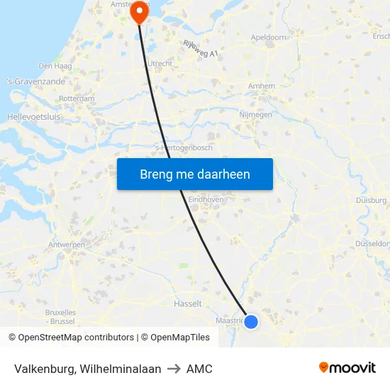 Valkenburg, Wilhelminalaan to AMC map
