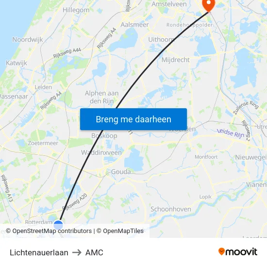Lichtenauerlaan to AMC map