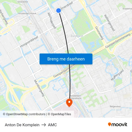 Anton De Komplein to AMC map