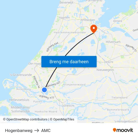 Hogenbanweg to AMC map