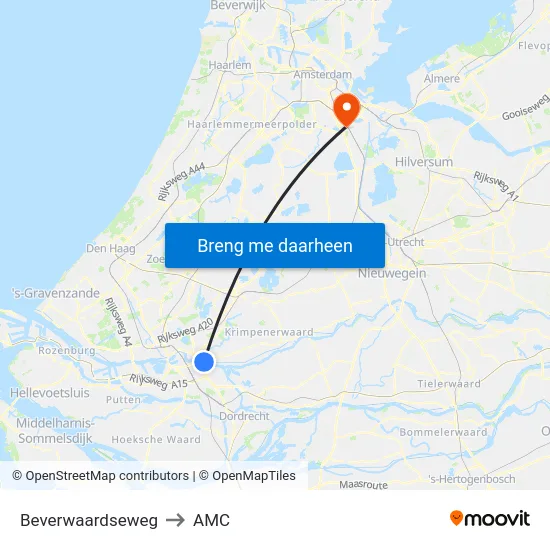 Beverwaardseweg to AMC map