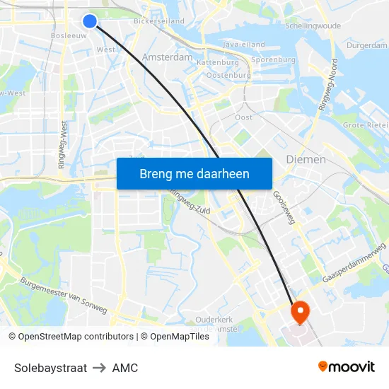 Solebaystraat to AMC map
