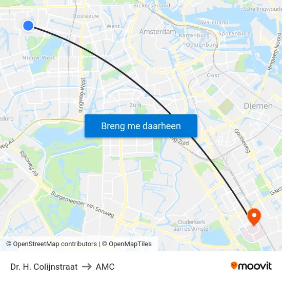Dr. H. Colijnstraat to AMC map