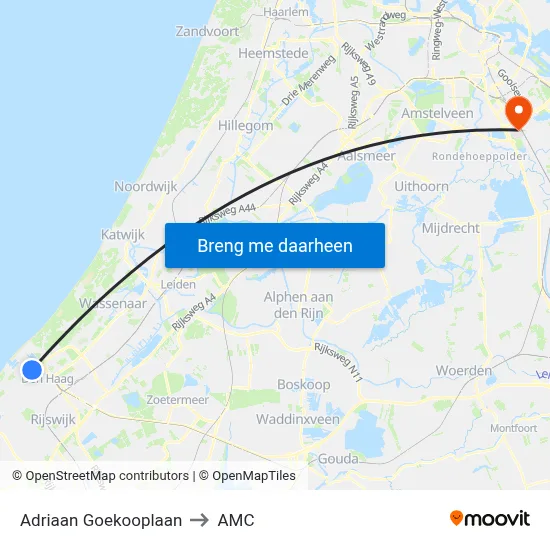 Adriaan Goekooplaan to AMC map
