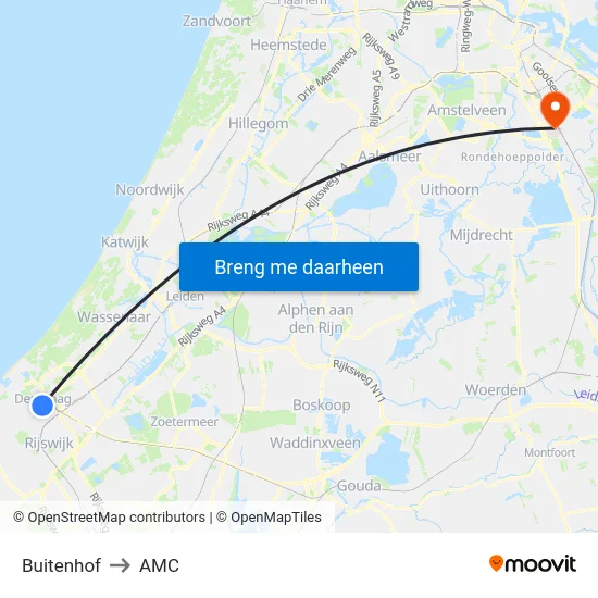 Buitenhof to AMC map