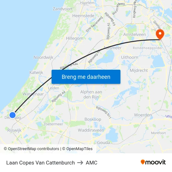 Laan Copes Van Cattenburch to AMC map