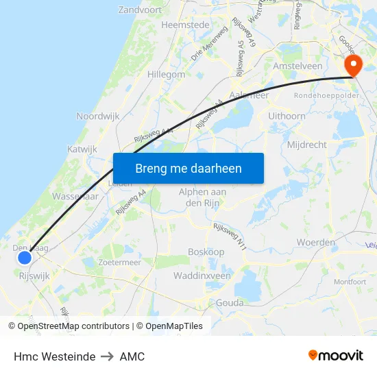 Hmc Westeinde to AMC map