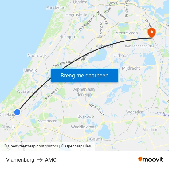 Vlamenburg to AMC map