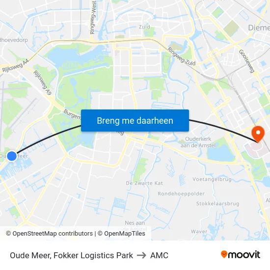 Oude Meer, Fokker Logistics Park to AMC map