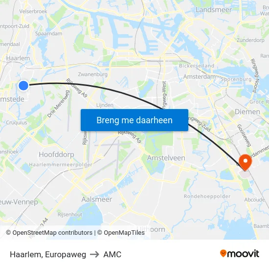 Haarlem, Europaweg to AMC map