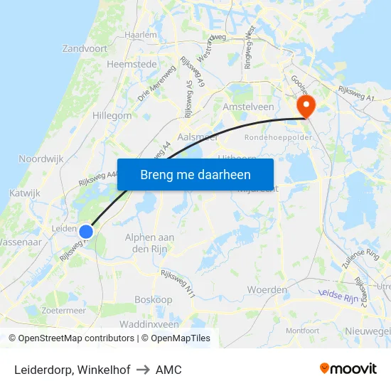 Leiderdorp, Winkelhof to AMC map