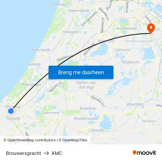 Brouwersgracht to AMC map