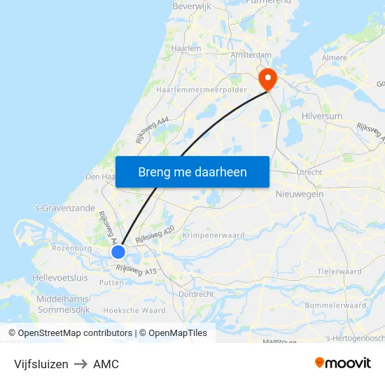 Vijfsluizen to AMC map