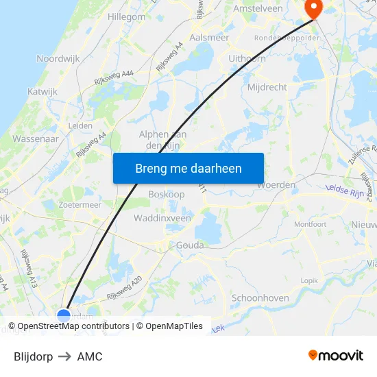 Blijdorp to AMC map