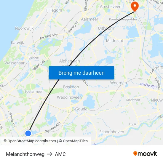 Melanchthonweg to AMC map