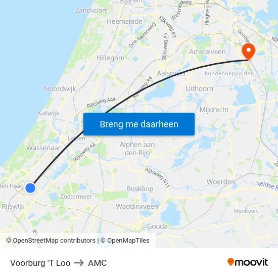 Voorburg 'T Loo to AMC map
