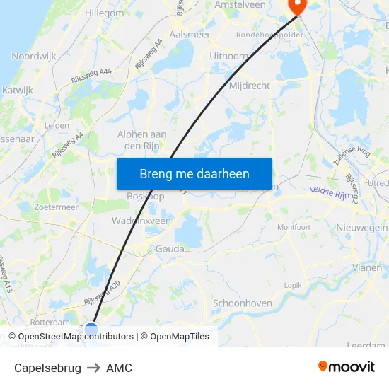 Capelsebrug to AMC map