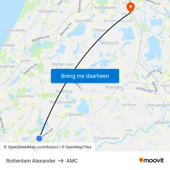 Rotterdam Alexander to AMC map