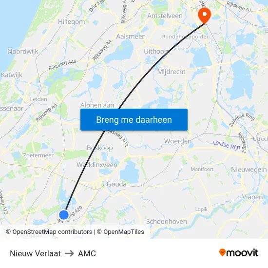 Nieuw Verlaat to AMC map