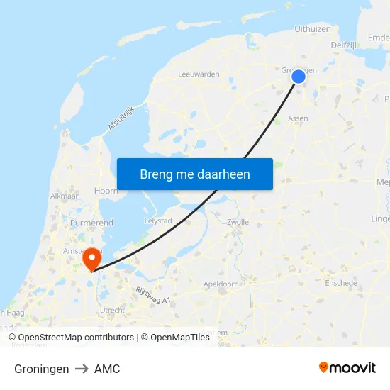 Groningen to AMC map