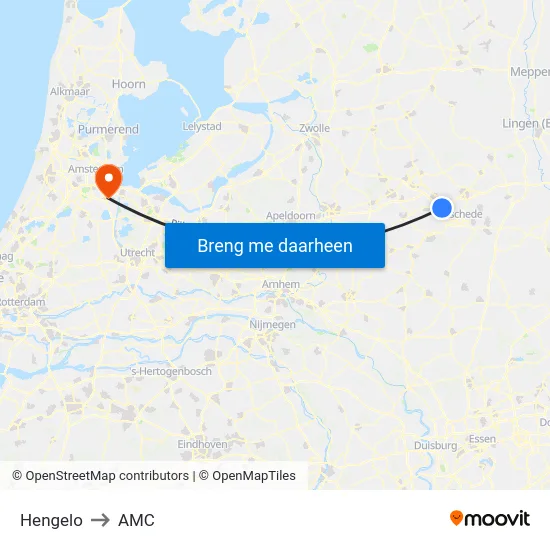 Hengelo to AMC map