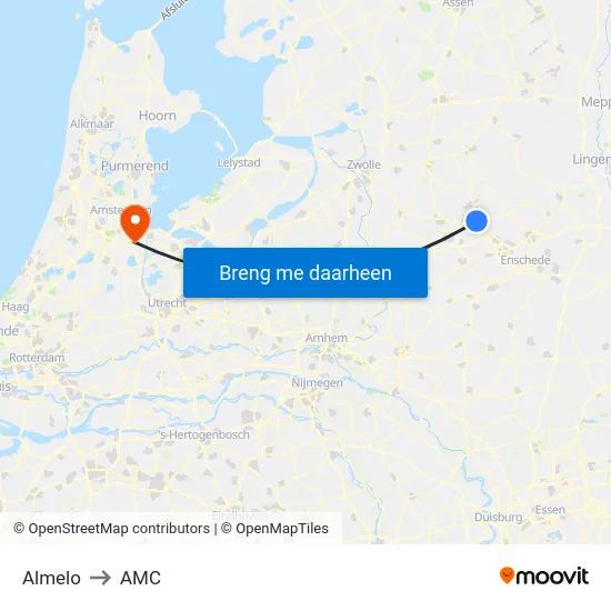 Almelo to AMC map