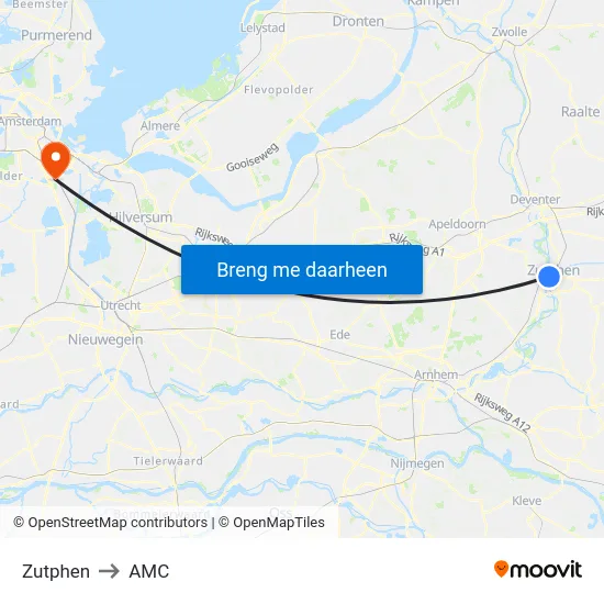 Zutphen to AMC map