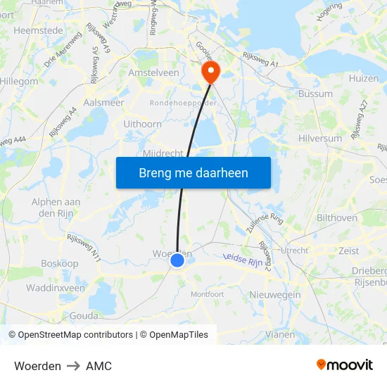 Woerden to AMC map